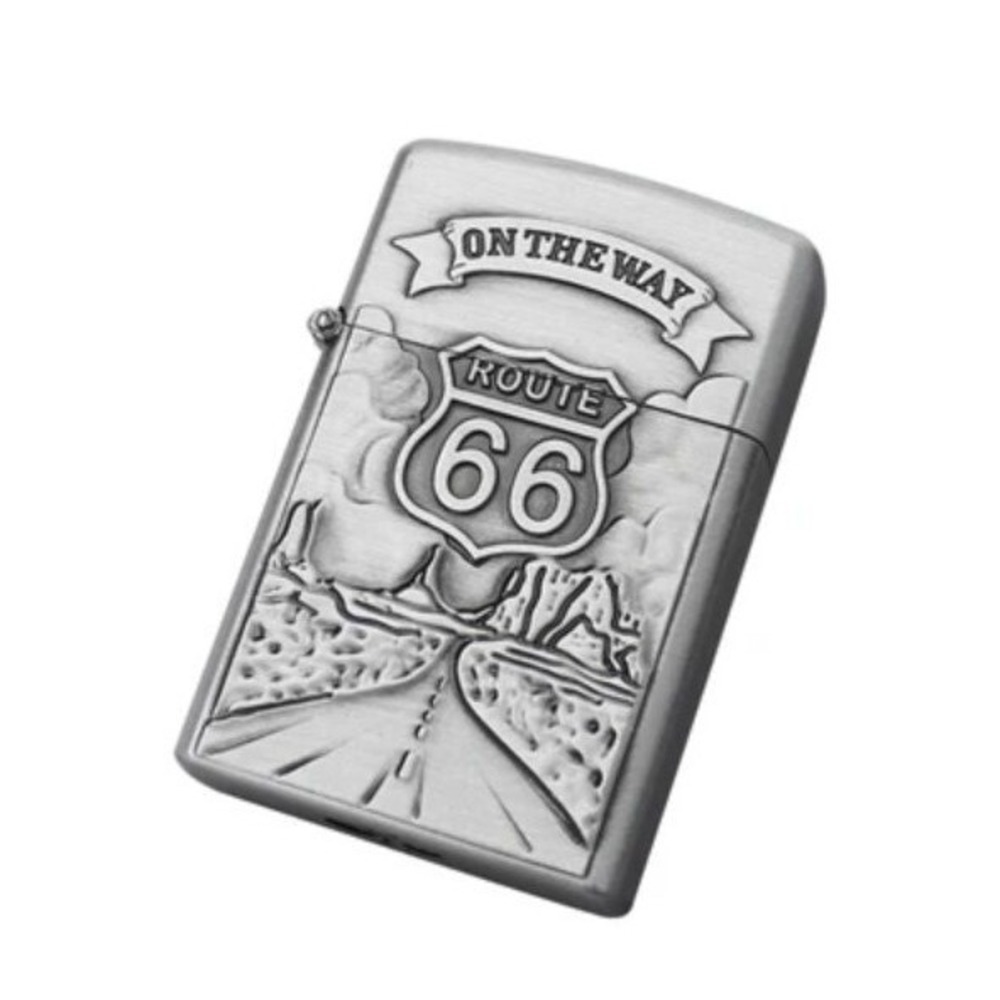 Route 66 Embosed Butane Single Flame Refillable Lighter - Picture 2 of 6